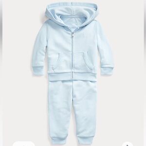 🩵RL🩵 Baby Boy Baby Blue EUC Velour Track Suit Set. 24m. LIKE NEW!!